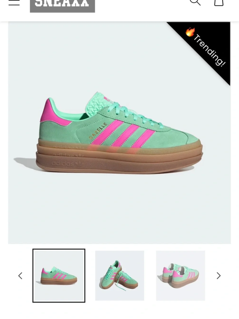 adidas Gazelle Women's Mint Green & Hot Pink Suede Sneakers - Picture 7 of 7